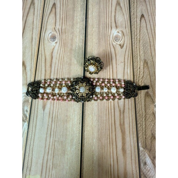 Sweet Romance USA Faux Mabe Victorian Revival 9-Strand Bracelet & Ring Set - Picture 7 of 16